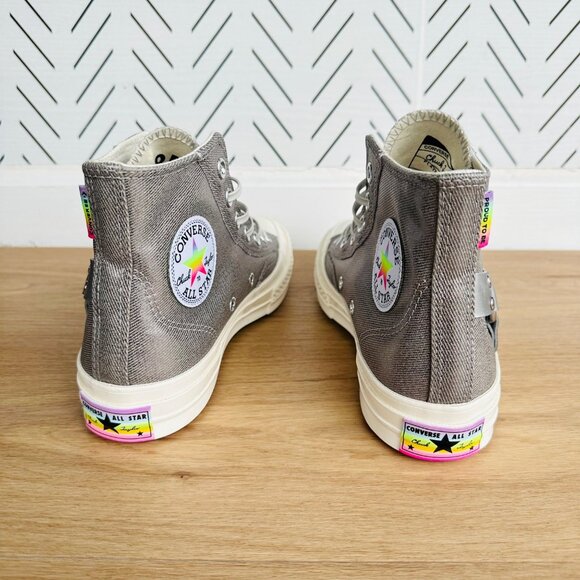 ❤️Converse Chuck 70 Pride Hi Silver Sz 7.5 Men's Shoes Metallic Sneaker A10214C - Picture 4 of 12